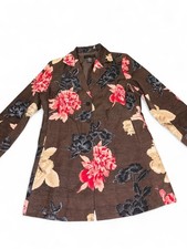 Vintage Silk Land 100% Silk Floral Peony Blazer Jacket Coat picture