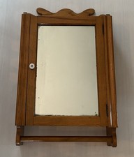 Vintage Rustic Country Wood Medicine Cabinet Mirror Towel Bar Wall Shelf 29.5