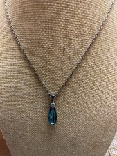 Vintage Givenchy Designer Necklace Blue Stone Pear Shape Dangle Signed picture