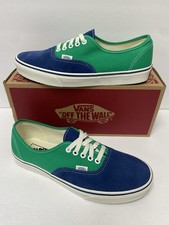 VANS M 10 Authentic Skate Shoes Navy Blue Suede Green Canvas New In Box picture