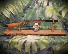 Beautiful Rustic Live Edge Oak Lever Action Rifle Stand Display Mantel Collector picture