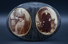 Antique 1910 Celluloid Tin Oval Portrait Plaque Huge 7.75