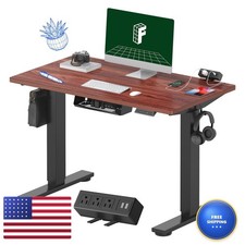 FLEXISPOT EN2 40x24 Standing Desk Power Strip Bundle Mahogany picture