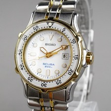 SEIKO 1998 Vintage Diver SCUBA 200m 3E25-0A30 Women's Watch 33mm New Battery picture
