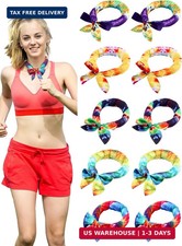 Janmercy 10 Pcs Cooling Neck Wraps Tie Dye Cooling Ice Bandanas Tubes Summer for picture