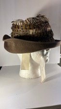 Vtg 60s Mr John Jr Wool Felt Cloche Hat Pheasant Feather Band Mid Century Modern picture