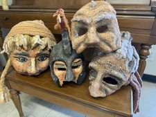 Set of 4 Susan Elking Artist Masks - SFA Texas Mixed Media Sculpture - DFW Picku picture