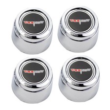 4Pc Fits 1980 1981 C3 Corvette Chrome Wheel Center Caps with Cross Flag Logo picture