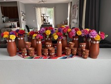 Handmade Fiesta Floral Centerpiece Set Hand-Painted Terracotta Vases & Mini Pots picture