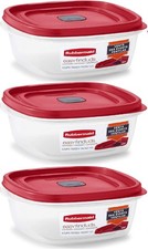 Rubbermaid Easy Find Lid Square 5-Cup Food Storage Container (Pack of 3), Red picture