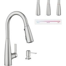 Moen Haelyn Pull-Down Sprayer Kitchen Faucet w LED Light ColorCue 87627EISRS picture