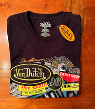 NWT Von Dutch Men's Black Embroidered Graphic T-Shirt Size M picture