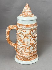 Vintage 1985 Ceramic Beer Stein with Lid Hopfen u Malz Gott Erhalts Barware 9.5 picture