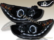 FOR 12-14 Accent 4D Sedan 5D Hatchback HALO Projector LED Headlights BLK picture