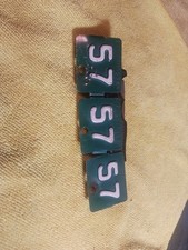 Vintage 1957 Washington License Plate Tabs Lot Of (3) Matched Pair Green + White picture