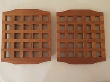 Set of 2 - Vintage Mid-Century Modern Teak Wood Trivets,  Denmark, 6.75 X 7.75 picture