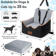 Dog Booster Car Seat for S/M Dogs Detachable Elevated Pet Seat up to 35 lbs US picture