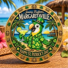 Jimmy Buffett Margaritaville St Patricks Day Challenge Coin Shamrock Parrot Coin picture