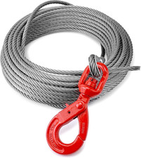 3/8”X100’ Wire Rope Winch Cable with Hook Heavy Duty Tow Truck Wrecker Rollback picture