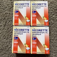 LOT OF 4 - Nicorette 2mg Nicotine Gum Fruit Chill 100 Pieces  EXP 2029 picture