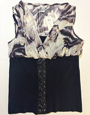 NWT Vintage Cache Y2K Lace-Up Corset Top Abstract Sweetheart Bodice #goth 222 picture