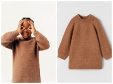 ZARA KIDS BROWN MOCK NECK SOFT SWEATER DRESS 5624/554/707 NWT SZ 3-4 picture