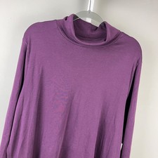 J. Jill Perfect Pima Side Vent Turtleneck Tunic Top Womens 3X Plum Purple picture