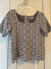 Madewell Womens Blue Print Short Sleeve Top XS picture