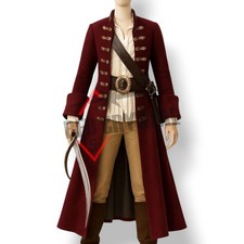 Women's Steampunk Maroon Frock Coat Victorian Gothic Pirate Gothic Tailcoat picture