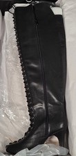 Torrid Black Over-the-Knee Lace-Up Faux Leather Boots Pointed Toe 9.5W picture