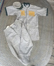 Vintage 1920s-30s Baseball Uniform goldsmith Striped Button-Up Jersey,pants,hat picture