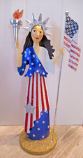 Pier 1 Vintage Lady Liberty Metal Glitter Statue 4th Of July VHTF Holiday Decor picture