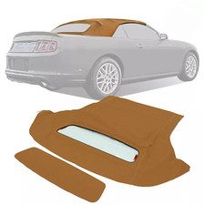 For 05-14 Ford Mustang Convertible Soft Top & Heated Glass Window Sailcloth Tan picture