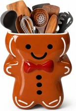 Gingerbread Man Ceramic Utensil Holder, Christmas Kitchen Decor, Cute Xmas picture