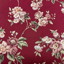 Waverly Heirloom Trellis Red Floral Cotton Fabric Tablecloth 92x53 Cottagecore picture