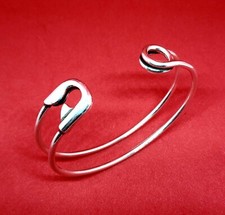 Fabulous 925 SILVER SAFETY PIN BRACELET unique style STERLING cool BANGLE cuff picture