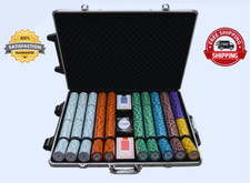 1000ct. Monte Carlo Poker Club 14g Clay Chip Set W/Rolling Case Chips picture