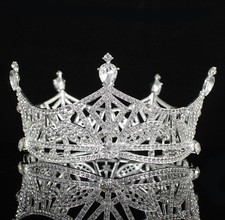 Miss America Crown Clear Austrian Rhinestone Hair Tiara Pageant T1299 silver picture
