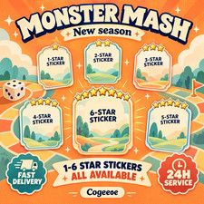 ⭐Monster Mash Album Mono-poly Go 1-6⭐Stickers Partner Event Slot Golden Blitz picture