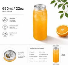 Whip It 100 PET BOTTLES 22.OZ 650ML PULL LIDS FOR AUTOMATIC CAN SEALER 55MM picture