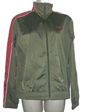 Puma Agile Jacket Warm Up Womens Size M Full Zip Up Mock Neck Burnt Olive & Red picture