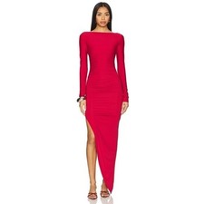 Superdown Milly Ruched Asymmetric Maxi Dress Dark Red NWT XS picture