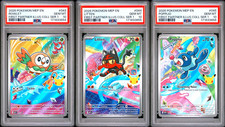Rowlet Litten Popplio First Partner Series 1 Pokemon Alola Sequential PSA 10 Set picture