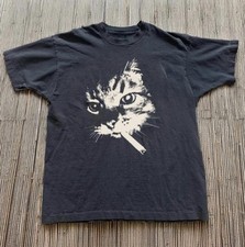 Cat Smoke Black Y2K Grunge Vintage Graphic Tee Unisex Animal Streetwear Gift Top picture