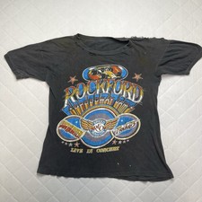 Vintage Rockford Speedway Jam Shirt Mens XS Black REO Speedwagon 1979 Thrashed picture