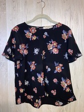 Rewind women’s floral print blouse New NWT Large Short Sleeve picture