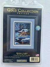 Dimensions Gold Collection Moonlit Cabin Cross Stitch New Sealed picture