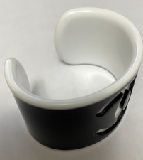 Black (Chanel CC) outside White inside lucite sporty cuff bracelet BEAUTIFUL picture