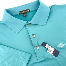 Peter Millar Summer Comfort Polo Shirt Mens Large Teal Blue MF16EK01 Stretch picture