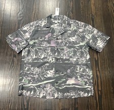 Outerknown Button Up Hawaiian Shirt Men’s Medium Gray AOP Modal Polyester NEW picture
